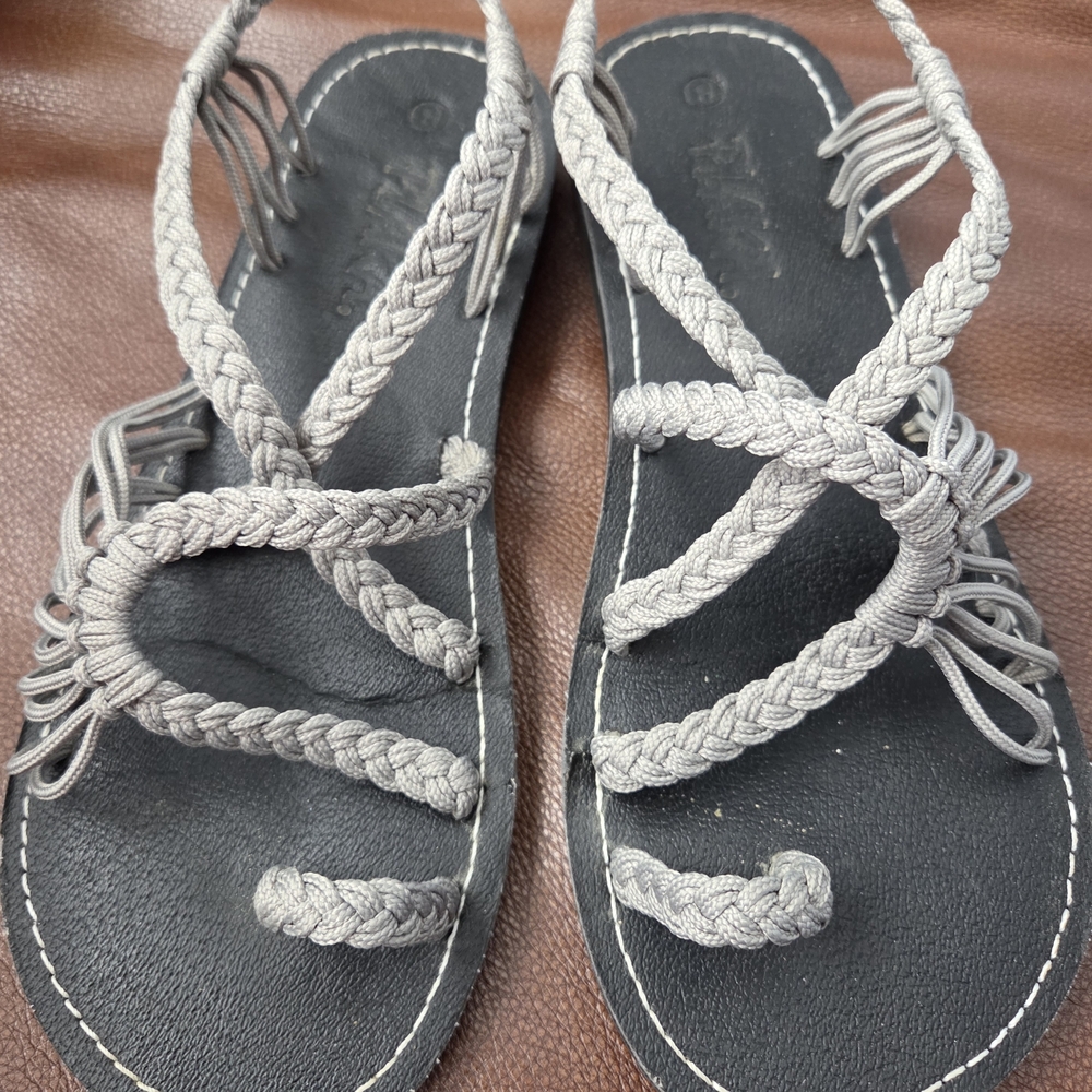 Elegant Braided Sandals in Gray
